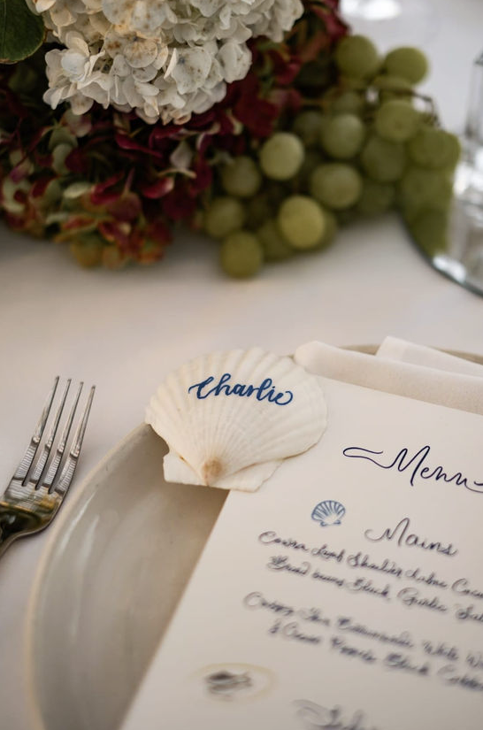 LUMIÈRE / Hand Calligraphy Shell Place Cards