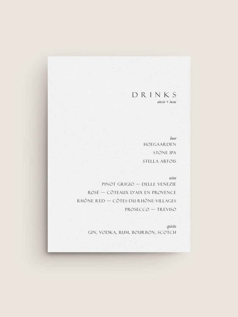 NARRATIVE / Bar Menu 02